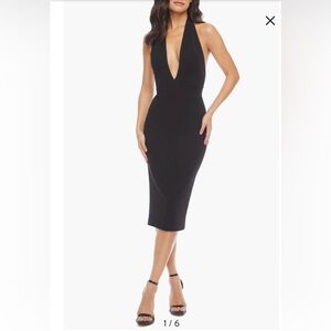 NWT DRESS THE POPULATION Vanessa Halter Body-Con Midi Dress Black Size XXL